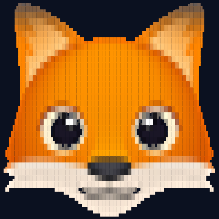 The fox emoji in full color Quadrant blocks