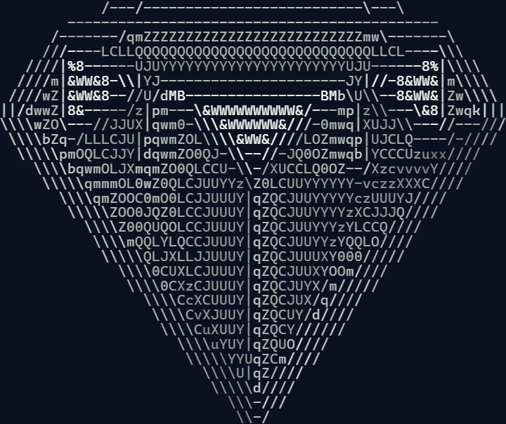 The gem emoji as grayscale ASCII art