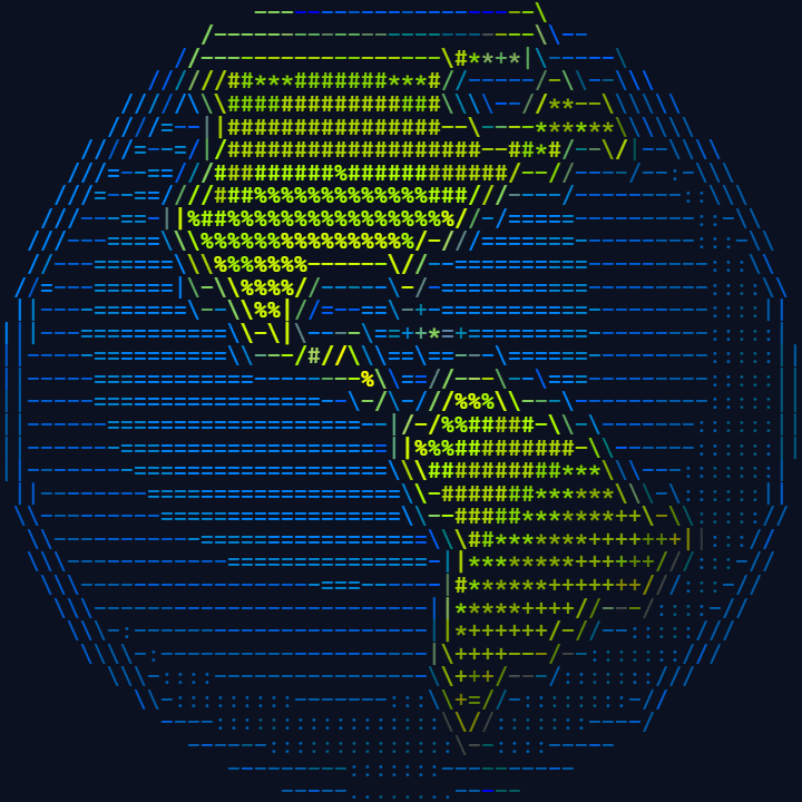 The globe emoji as 256-color ASCII art