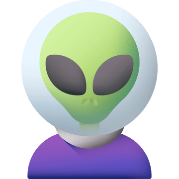 Original 3D icon of a green alien in a space helmet