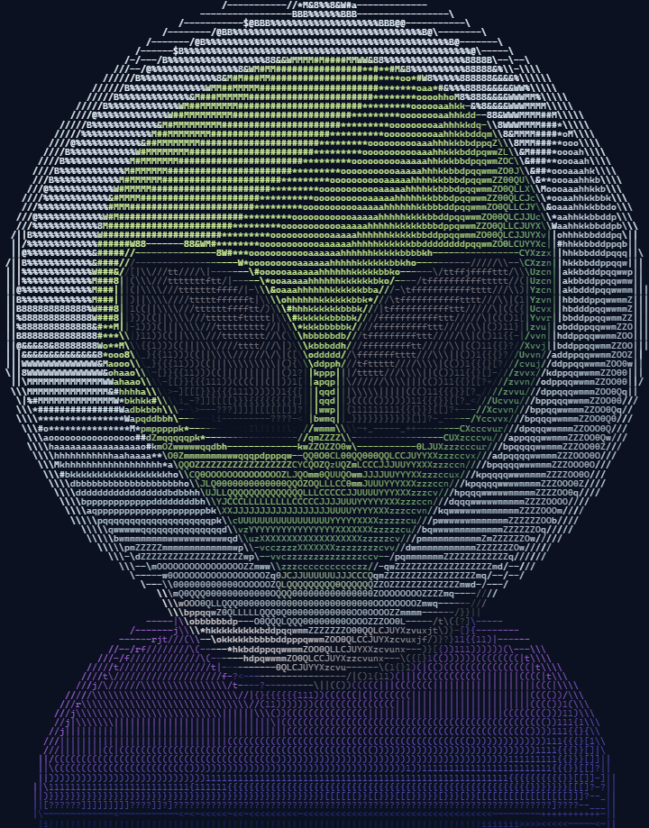 The alien icon as full color ASCII art