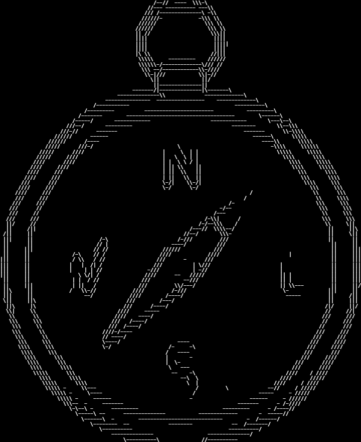 The compass as white line-art ASCII on black