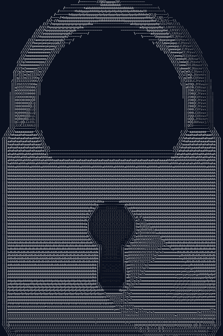 The padlock as grayscale ASCII art