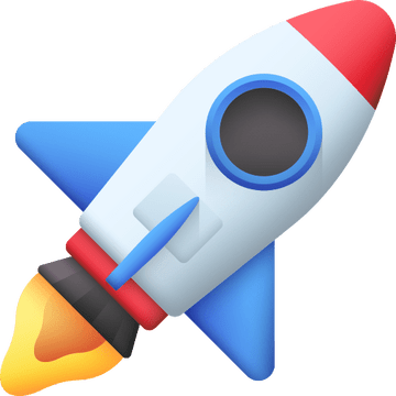 Original 3D icon of a white and red rocket with a flame