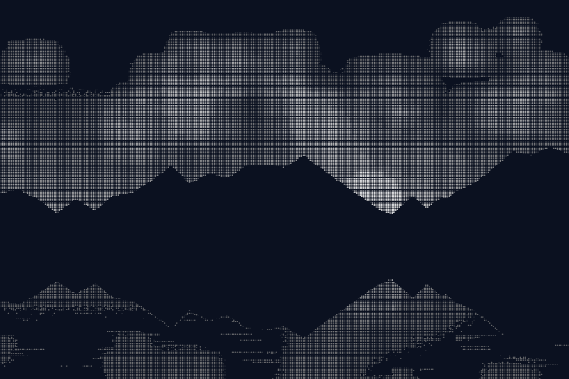 The landscape in grayscale Braille characters