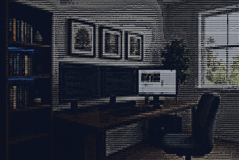 The daylight office as color ASCII art with the Photo preset
