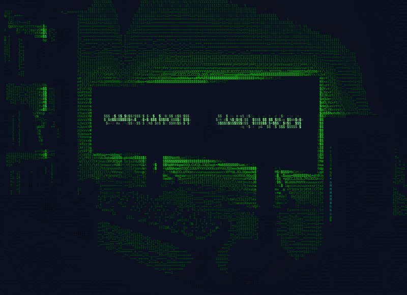 The green office as 256-color ASCII art