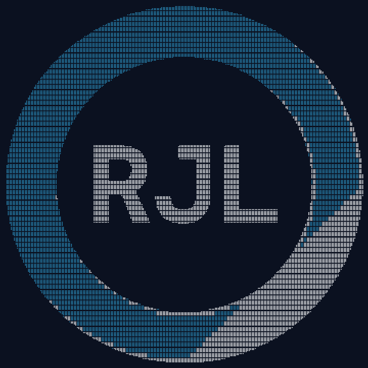 The ring logo in Braille characters in navy, sky blue and white