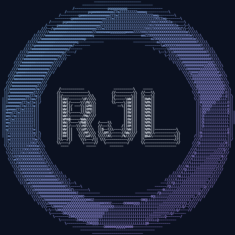 The ring logo as full color ASCII art