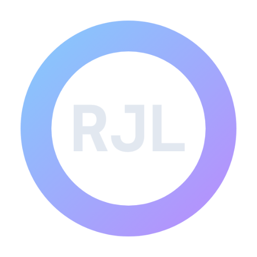 Original ring logo with a blue to purple gradient and the letters RJL