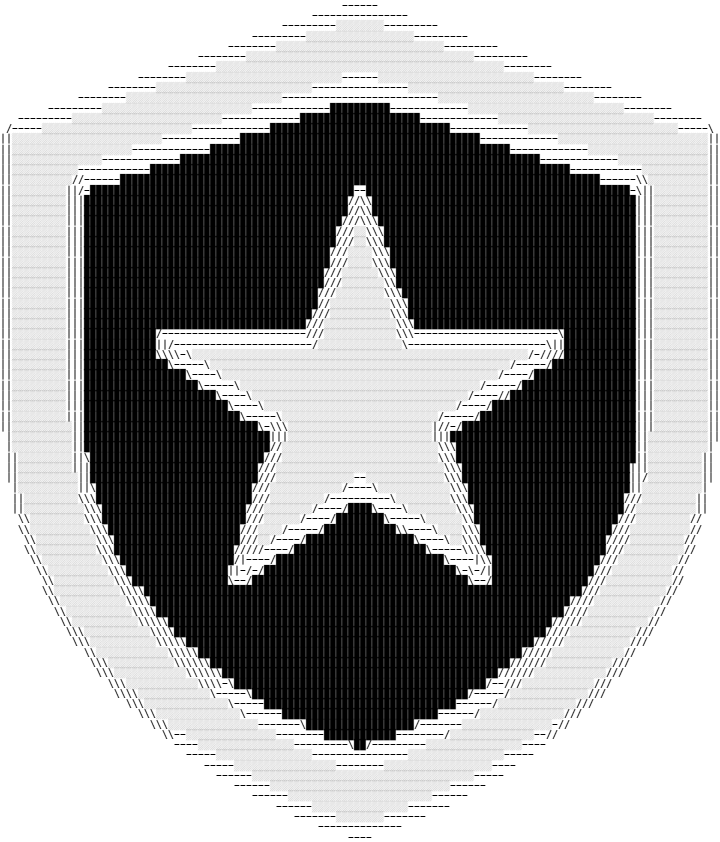 The Shield logo as black block characters on white
