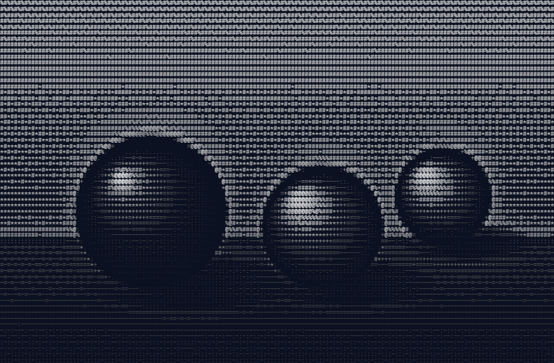 The spheres as grayscale ASCII art