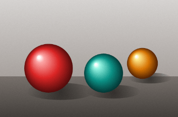 Original still life: three shaded spheres on a table